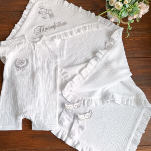 Іменний набір для хрещення із мусліна